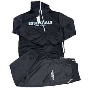 Essentials Fear Of God Sweatsuit Men’s Large Hoodie & Joggers NEW Black
